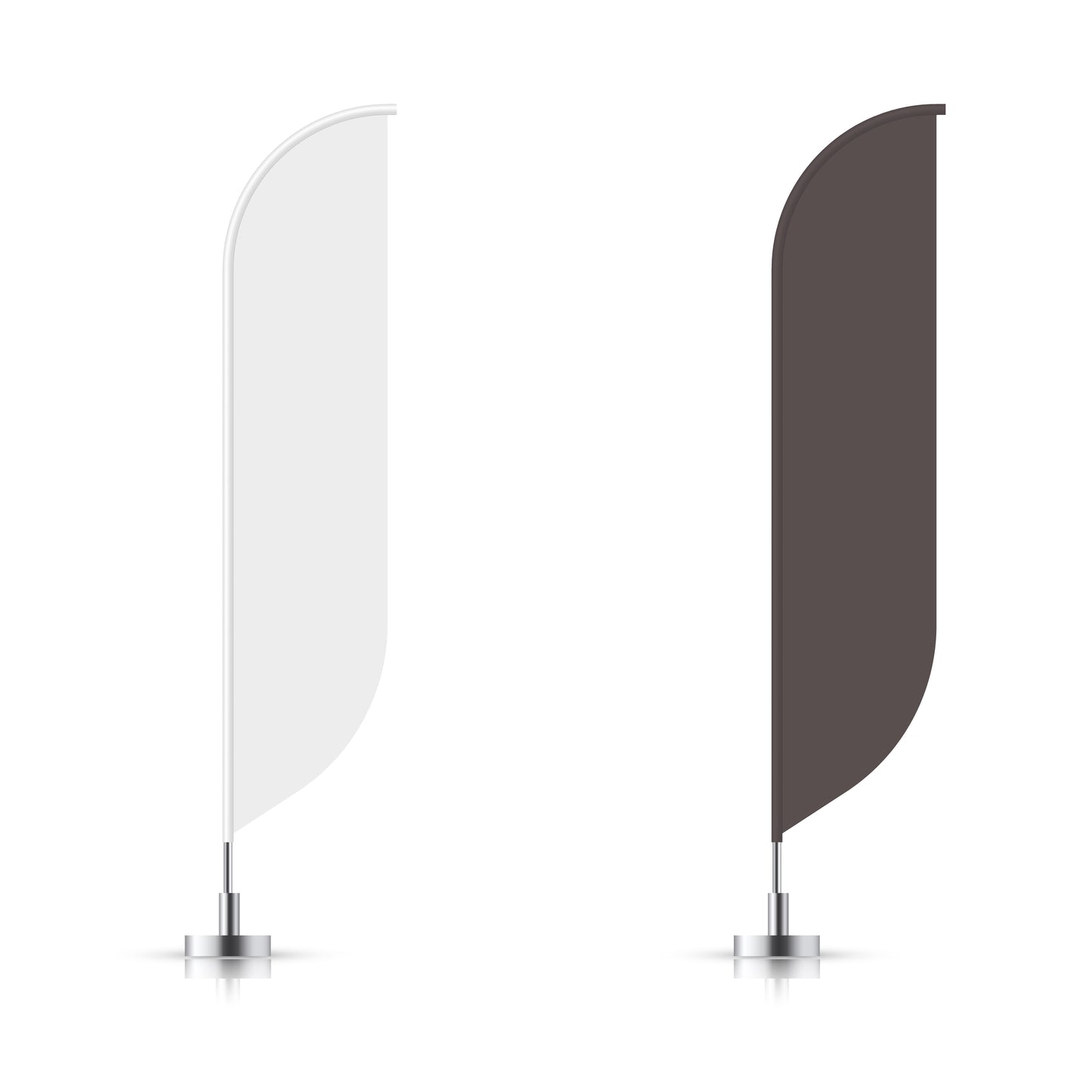 White and brown feather convex flag