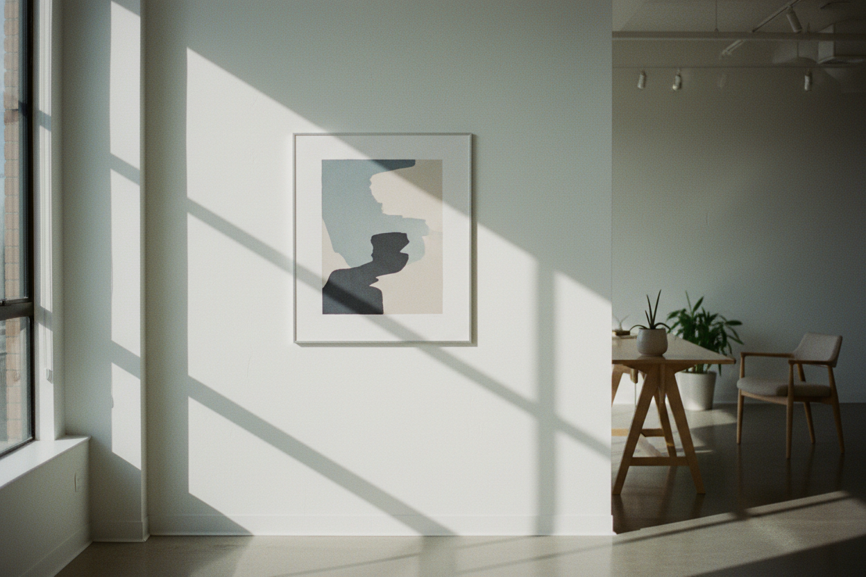 Non-glare matte poster ideal for studios, galleries, and corporate spaces. Make it look candid and not AI generated